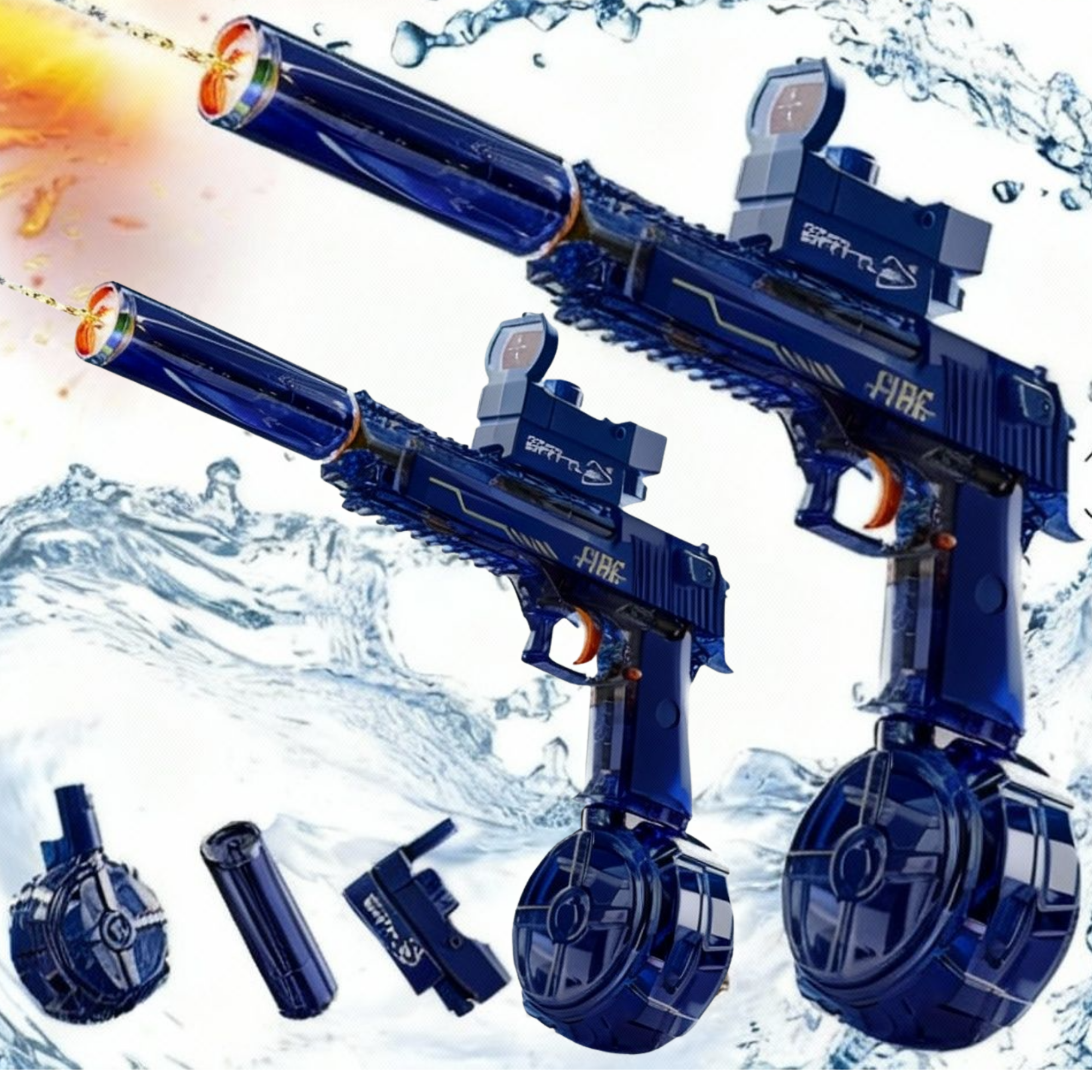 Pack Doble pistola azul de agua con emision de luces