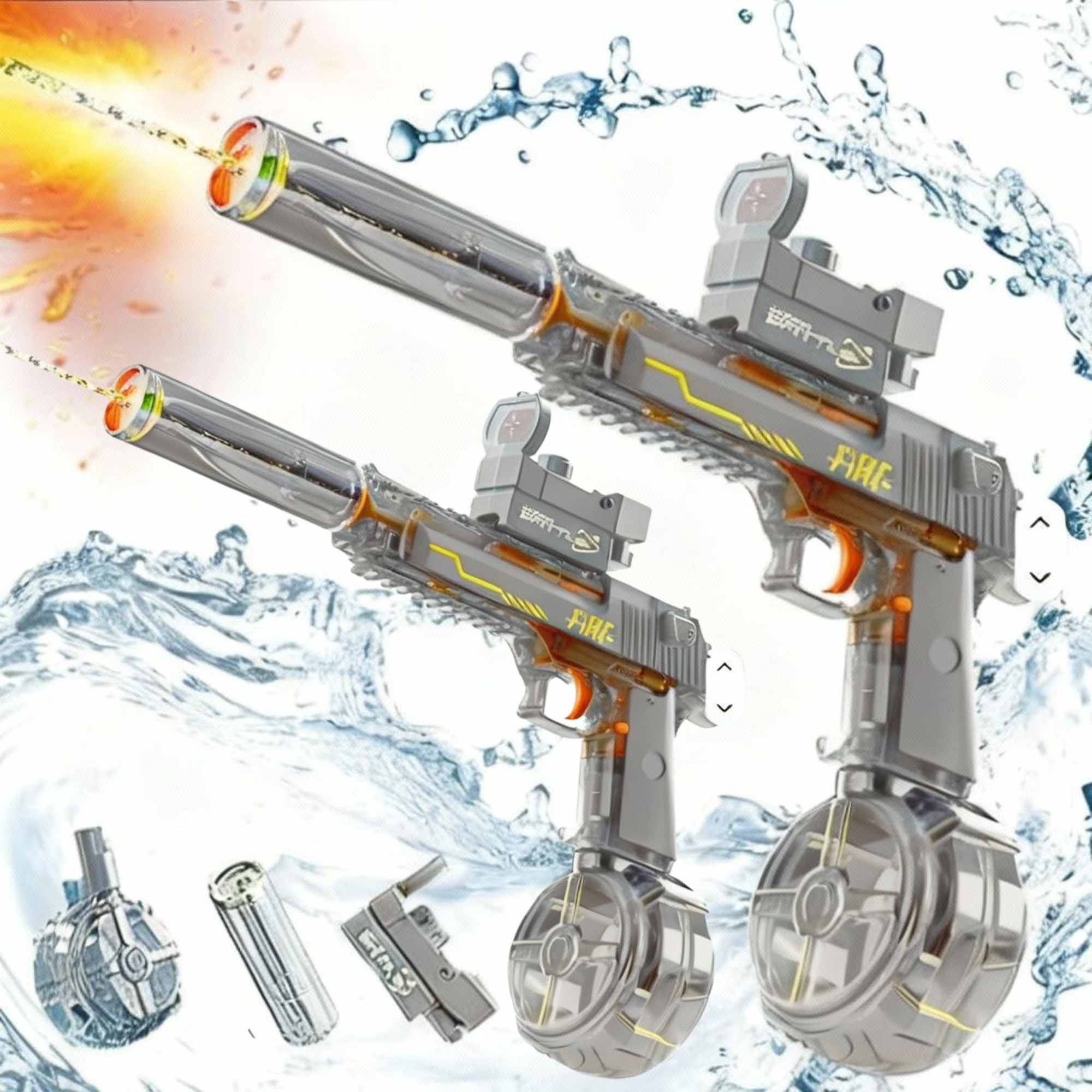 Pack Doble pistola azul de agua con emision de luces