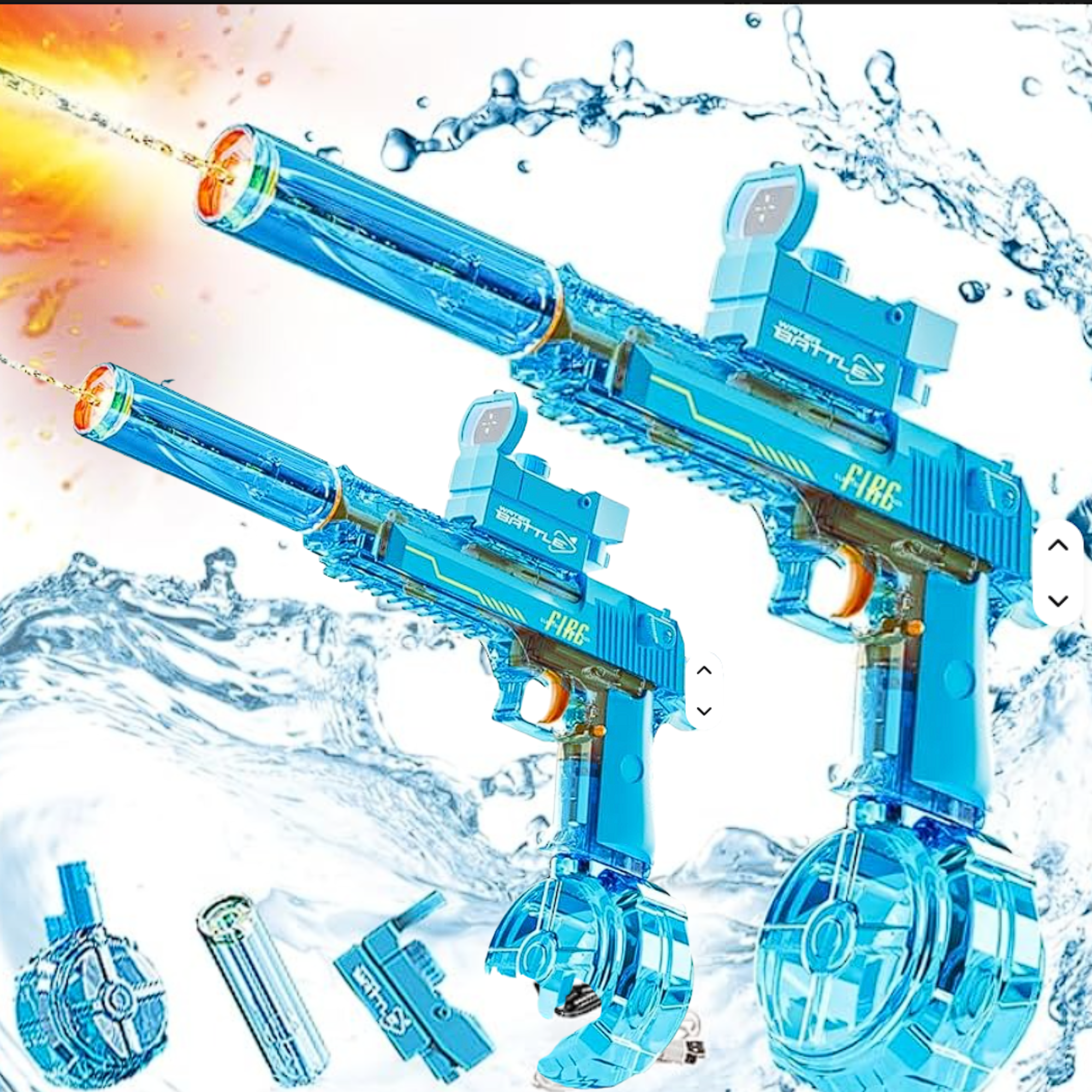 Pack Doble pistola azul de agua con emision de luces