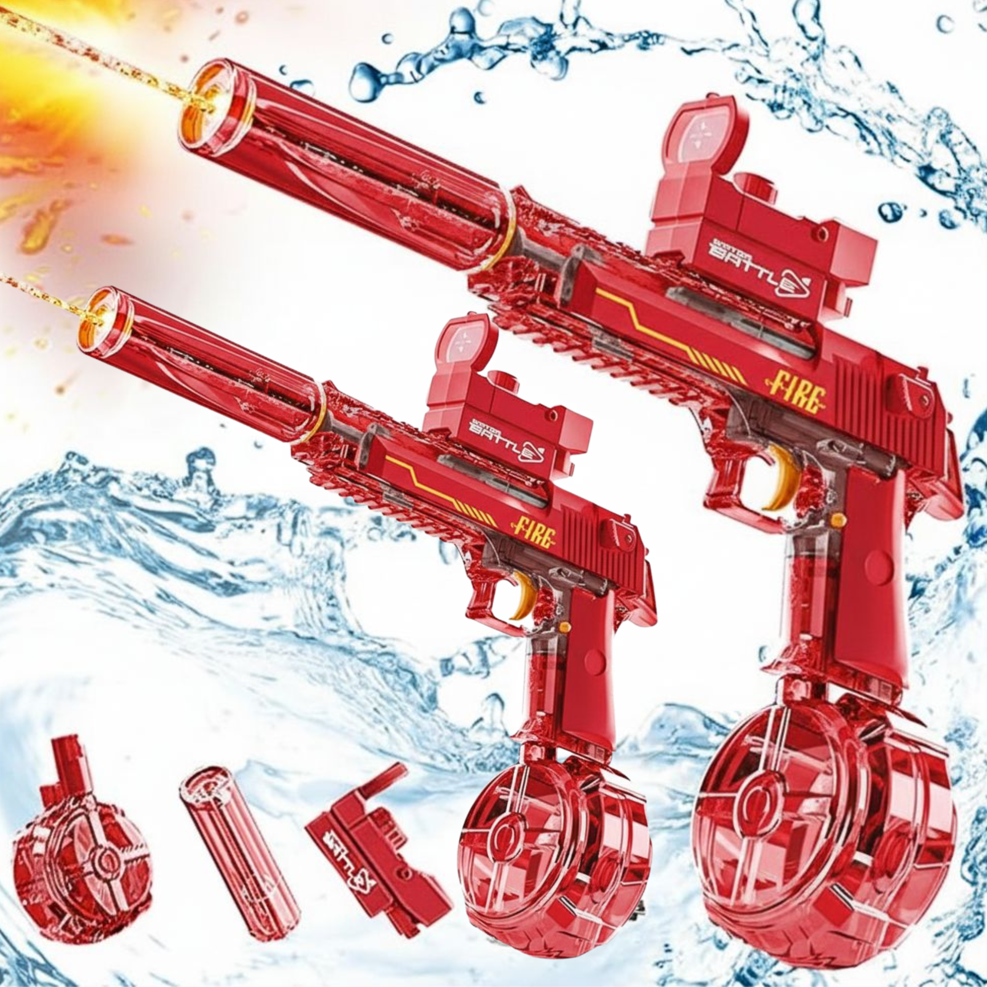 Pack Doble pistola azul de agua con emision de luces