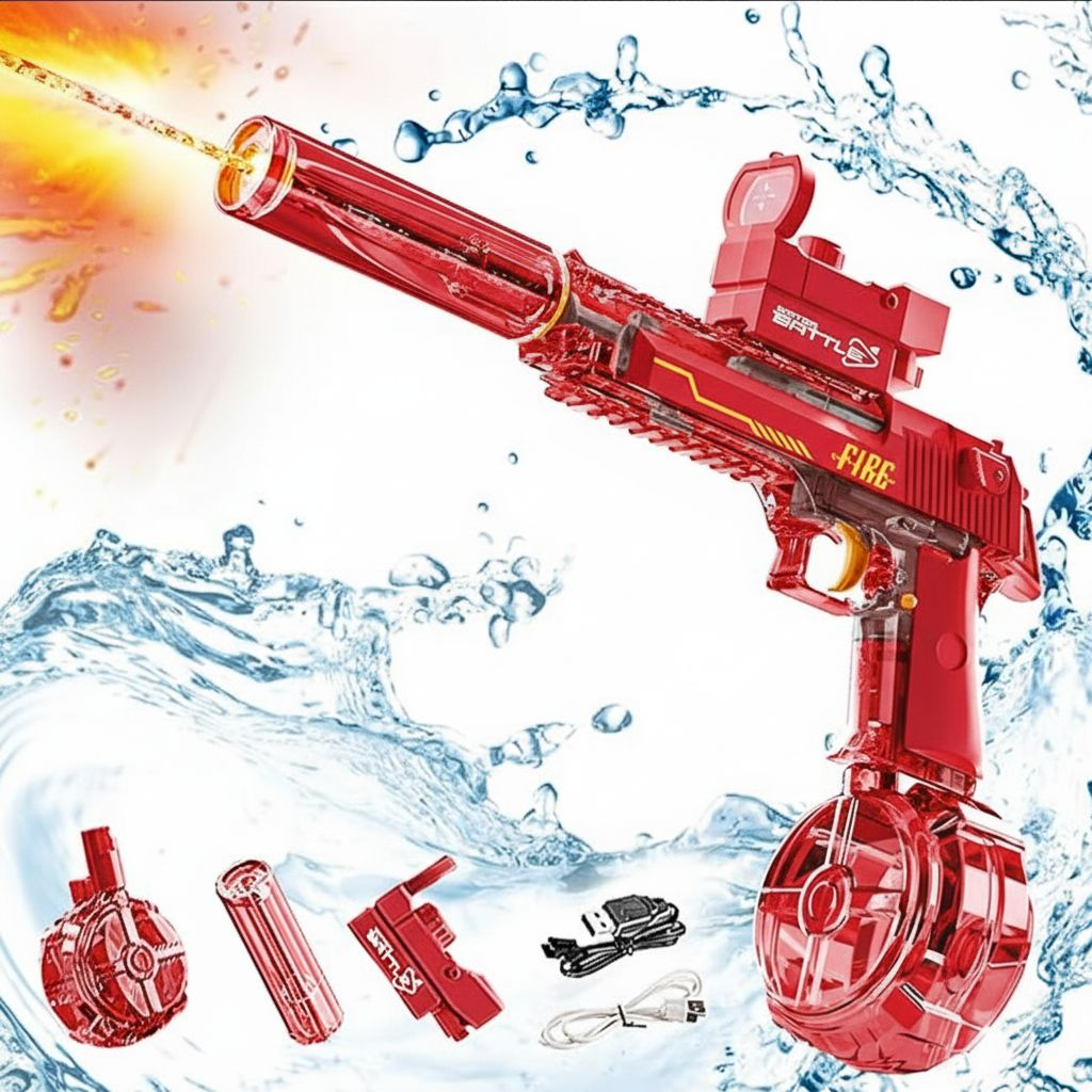 Pistola azul de agua con emision de luces