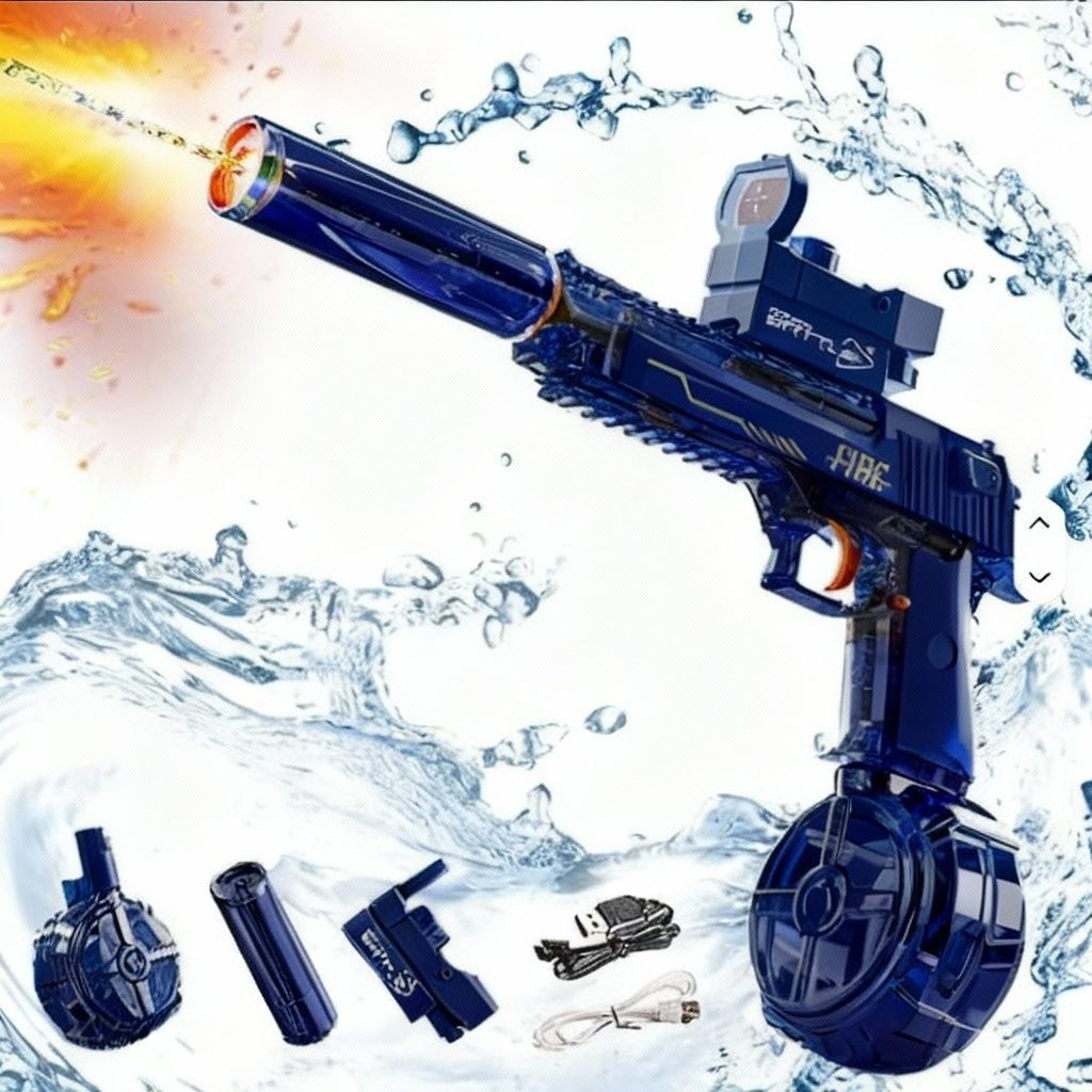 Pistola azul de agua con emision de luces